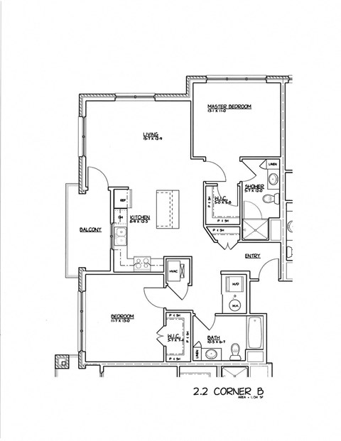 a floor plan of a home with two bedrooms and two bathrooms
